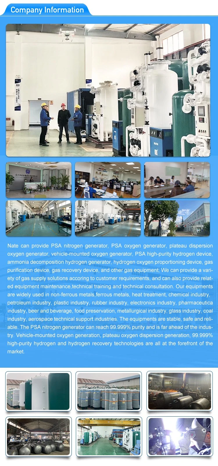 Hot Gas Separation Energy Saving Liquid Oxygen Plant Water Electrolysis Hydrogen Nitrogen Generator